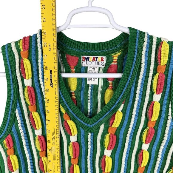 3D Colorful Rainbow Knit Vest Sweater Clothes S/M Tank Top VTG USA Artsy Retro - Picture 8 of 13